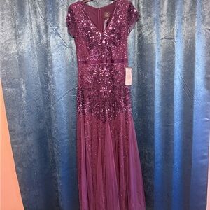 Adrianna Papell Deep Purple Sequin Dress